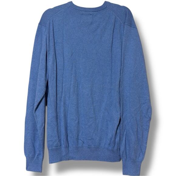 CHAPS mens size XL blue v neck cotton cashmere pullover sweater tiny pull shown - Picture 10 of 11